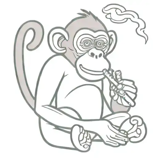 Cartoon Monkey Smoking A Ciggarette