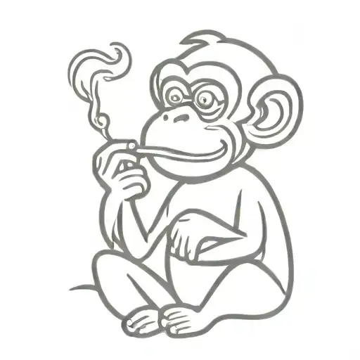 Cartoon Monkey Smoking A Ciggarette