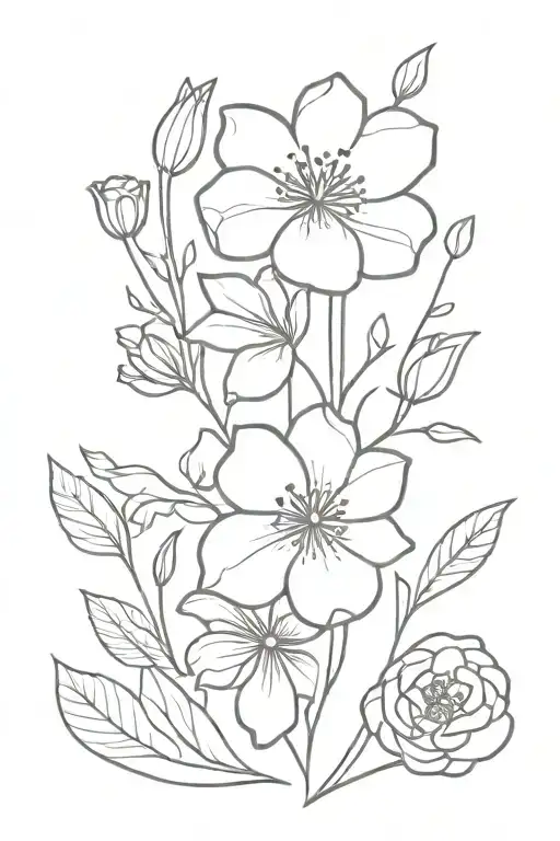Stamp Tattoo With Flowers Inside
