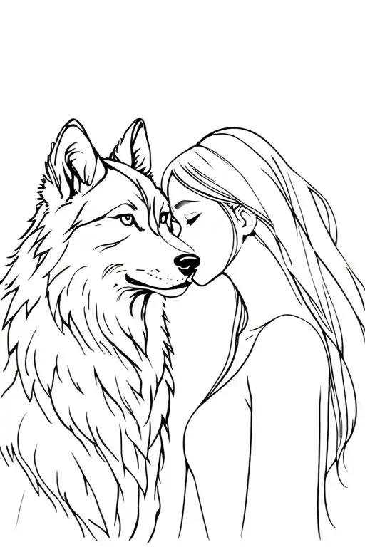 Wolf And Girl Side Profile