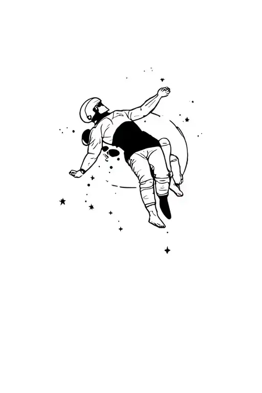 Silhouette Of A Man Floating In Space