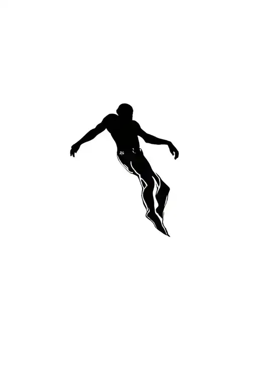 Silhouette Of A Man Floating In Space