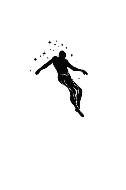 Silhouette Of A Man Floating In Space With Stars