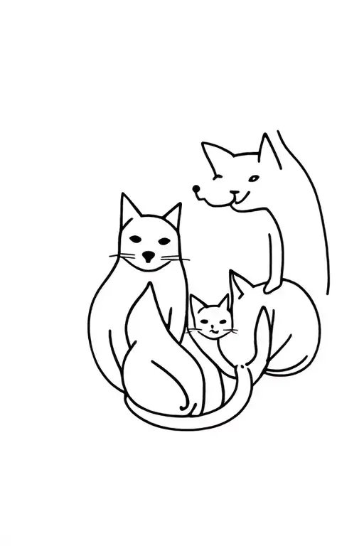 3 Dogs And 3 Cat Playing