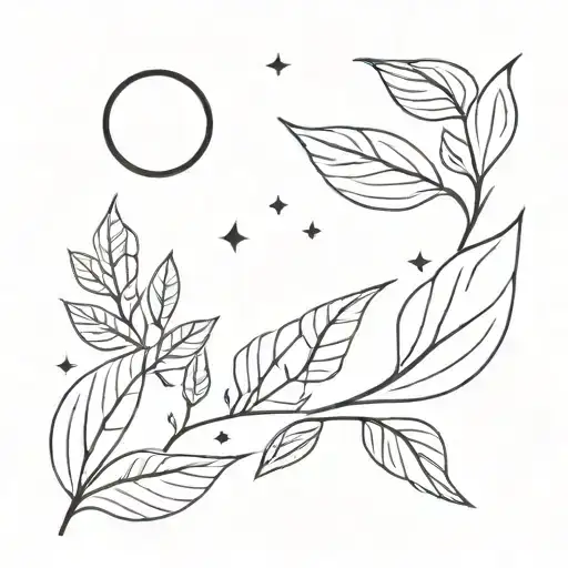 Spone Tattoo Sun And Starts With Leaves