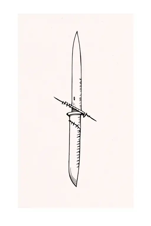 A Knife Slicing Wrist With Stitches