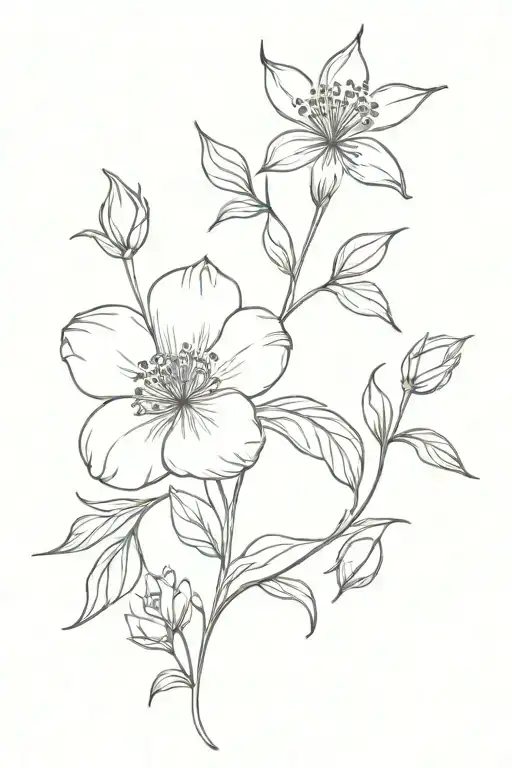 Vine With Larkspur Flower And Peony Flower Intertwined