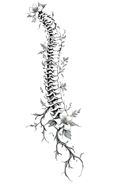 Full Spine Tattoo With Vines And Four Birth Flowers Added