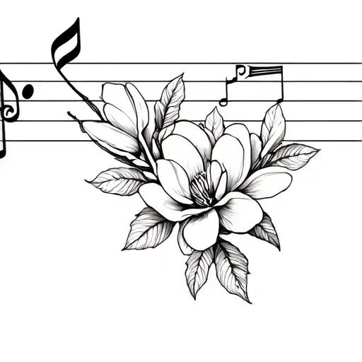 Music Note And Magnolia Flower Bouquet