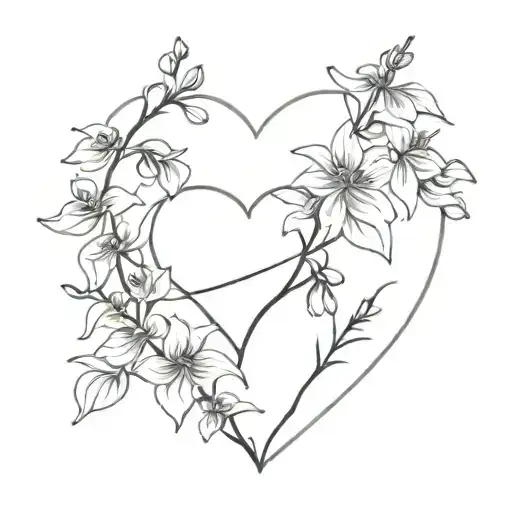 Delphiniums Wrapped Around A Heart