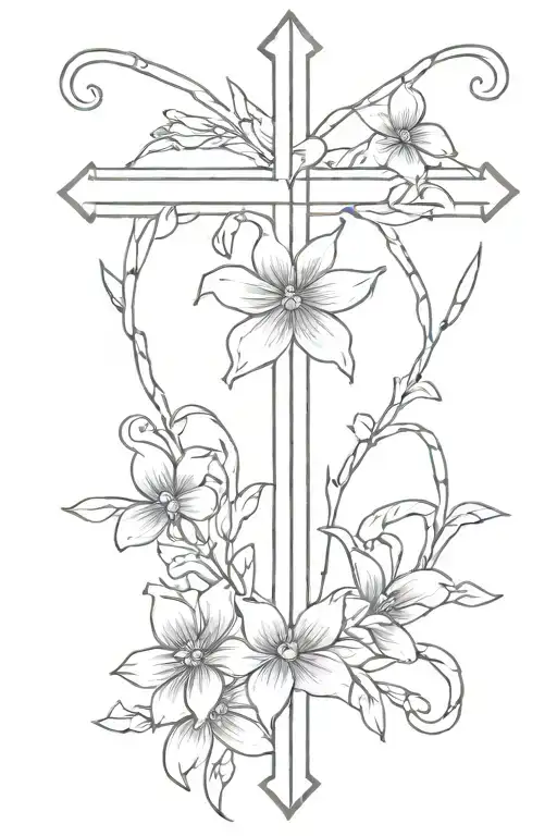 Cross With Woven Flowers