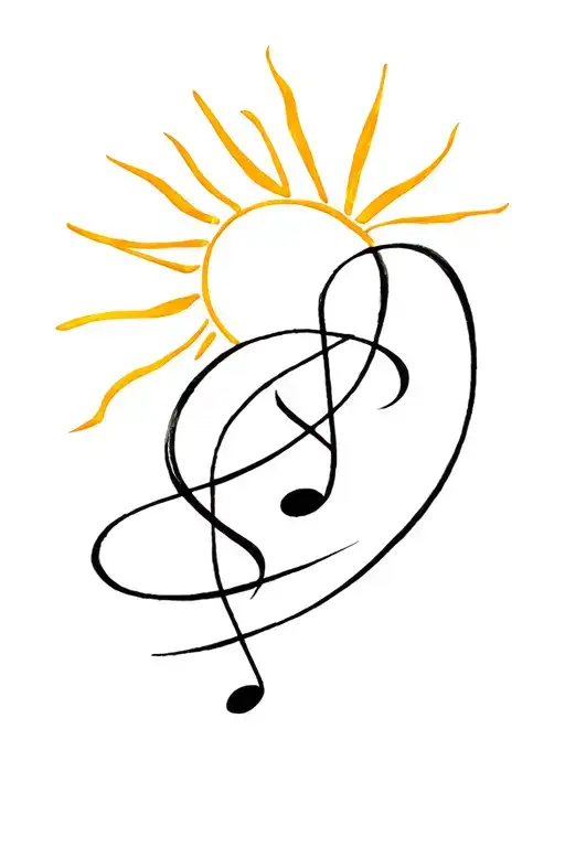 Sunshine And Music Note Intertwined