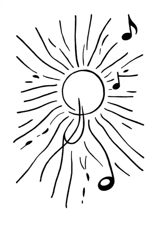 Sunshine And Music Note Intertwined Black