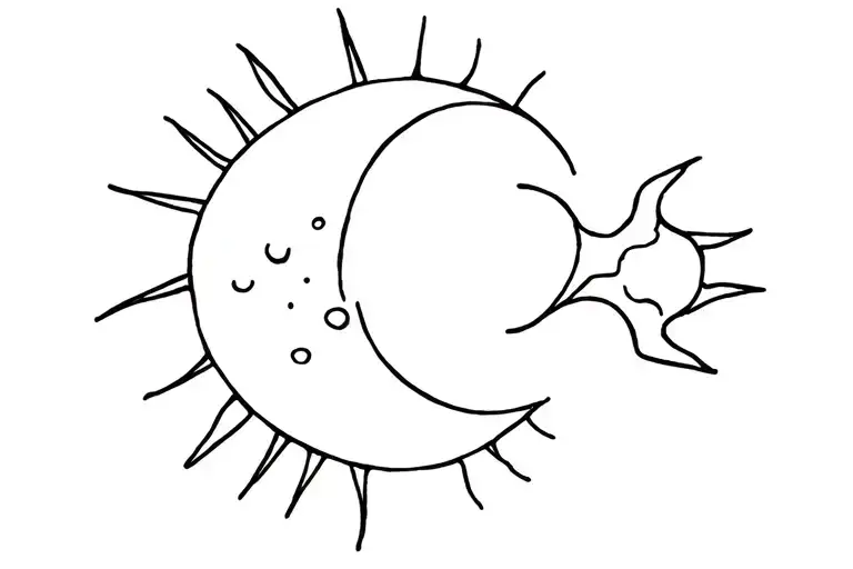 Sun Apart From Moon With A Line That Connects Them