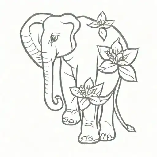 Elephant And Gardenia Flower