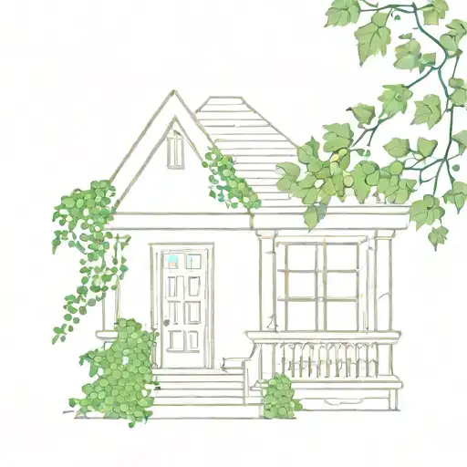 Front Porch Of Castle With Ivy Vines Wrapping Itself