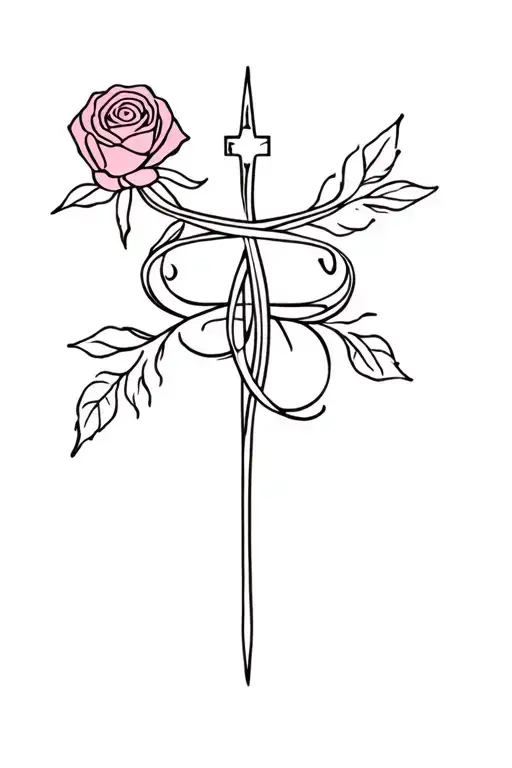 Rose Cross With Rose Intertwined