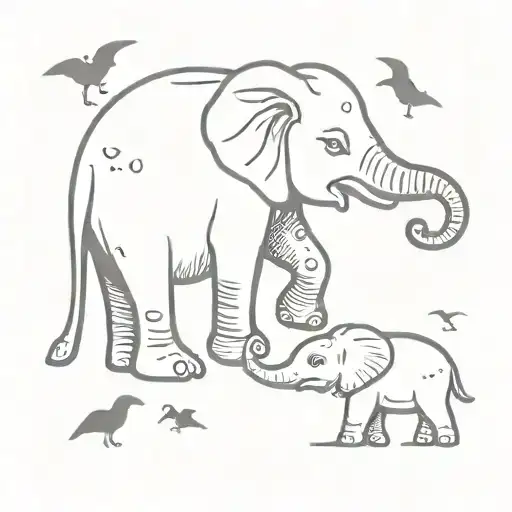 Small Elephant And Small Dinosaur
