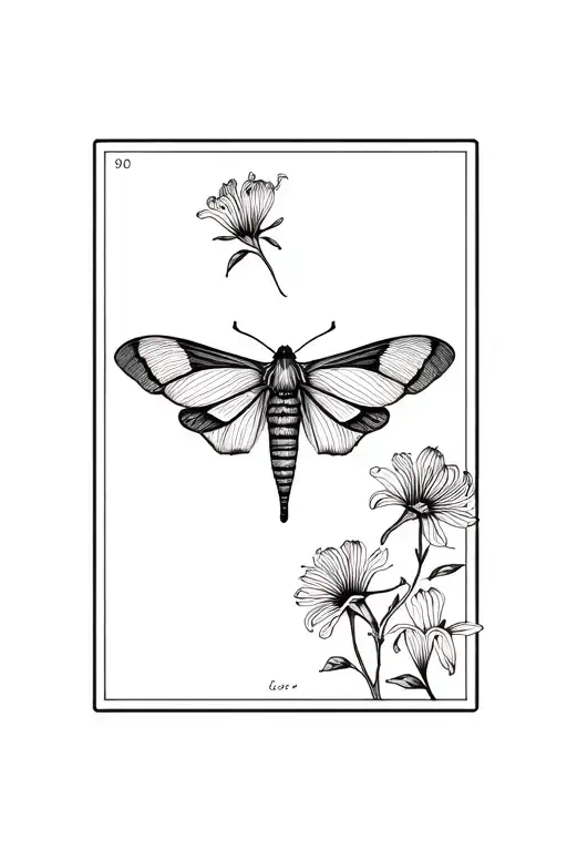 Moth With Lycoris Radiata Flowers