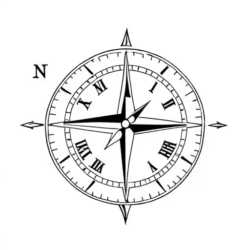 Simple Feminine Nautical Compass And Clock Face Incorporated