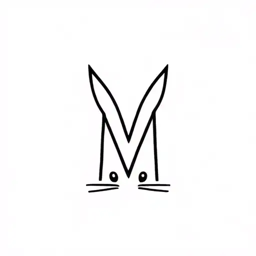 The Letter M With A Bunny Outline