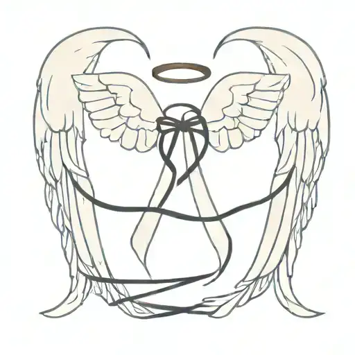 Angel Wings Tied With Black Ribbon Wrapped
