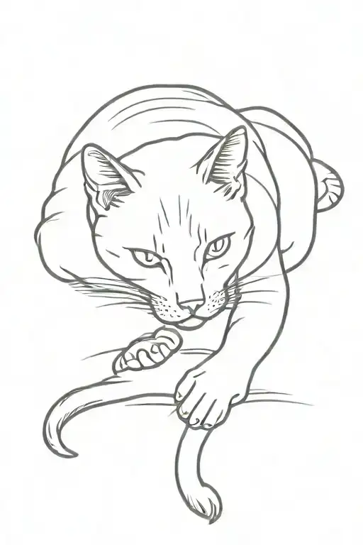 Cat Laying With Paw Stretched Out