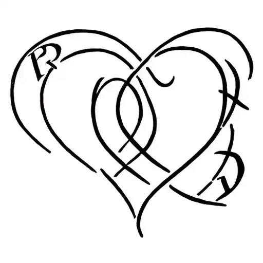 Love Heart Symbol Intertwined Made With Letters Rb