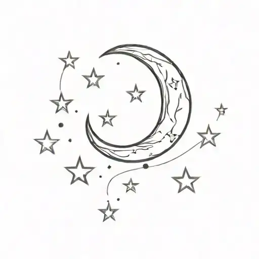Moon And Stars Forming Y Letter