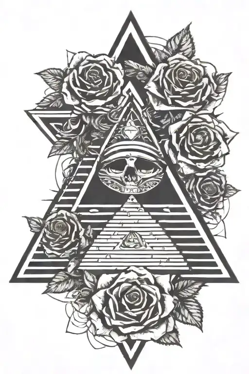 Pyramid With Eye Roses Intertwined Skull Snake