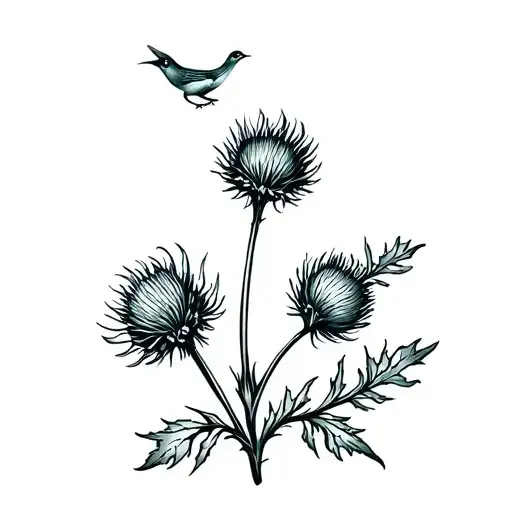 Wren On A Thistle Flower
