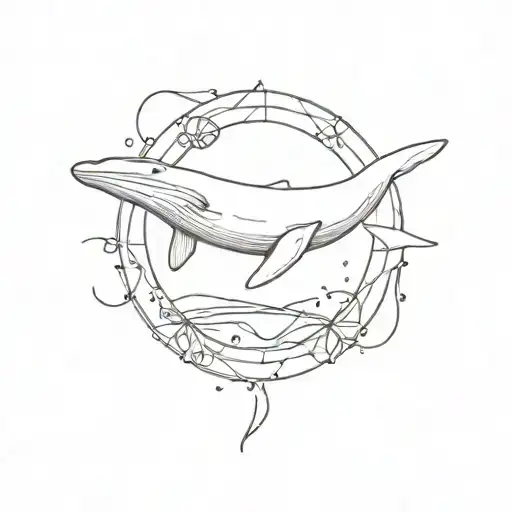 White Whale And Glass Fragments Circle Surrounding