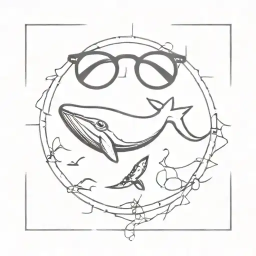 Whale And Glasses Fragment Circle Surrounding