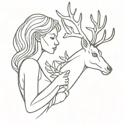 Girl And Deer