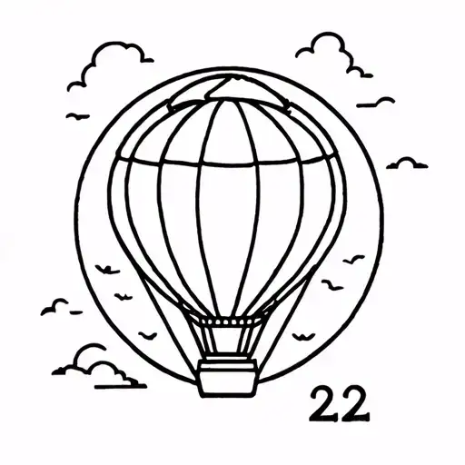 Stamp With Hot Air Balloon And Number 22