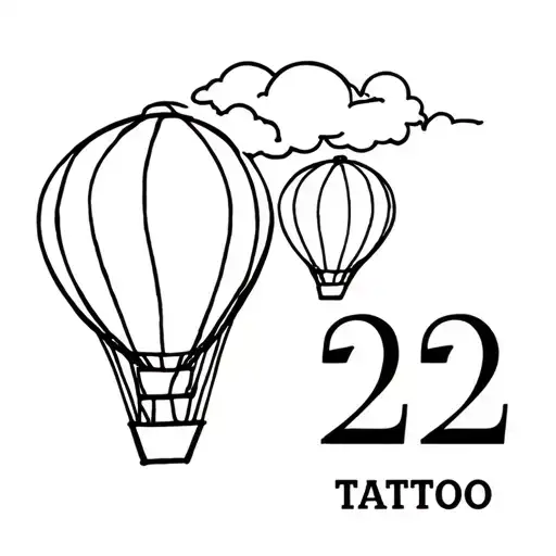 Stamp With Two Hot Air Balloons And Number 22