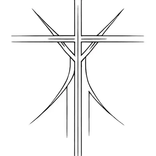 A Silver Cross In The Style Of Cybersigilism