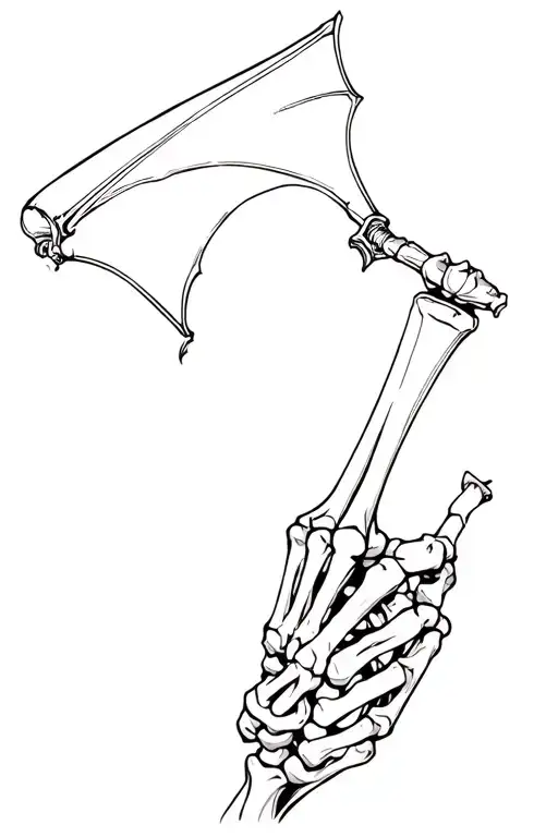 Rock And Roll Skeleton Hand With A Bat