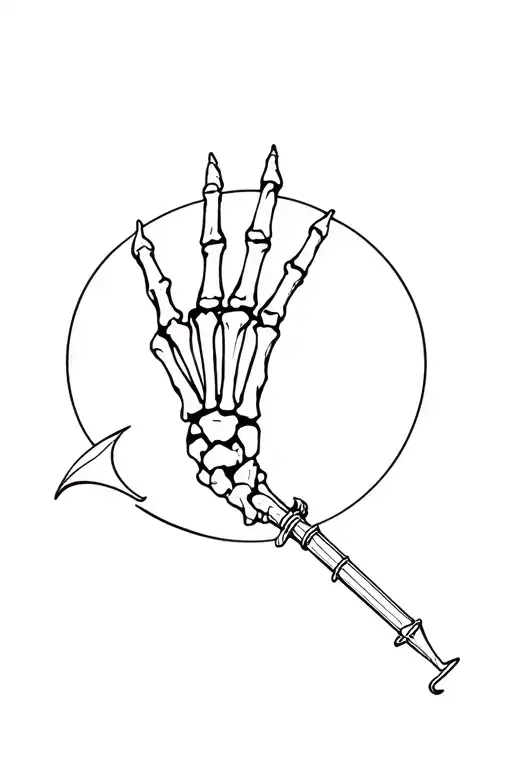 Rock And Roll Sign Skeleton Hand With A Bat