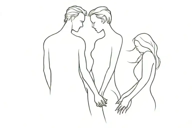 Silhouette Of A Lonely Man And A Woman In The Form Of A Shadow Behind Him