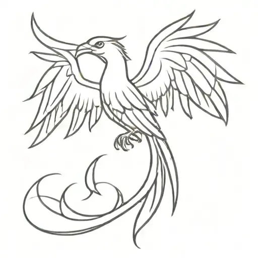 A Phoenix Tattoo Of 2-3 Inch With No Filling Only Outline And Simple Design