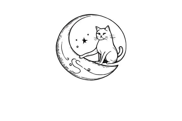 Moon And Cat Playing