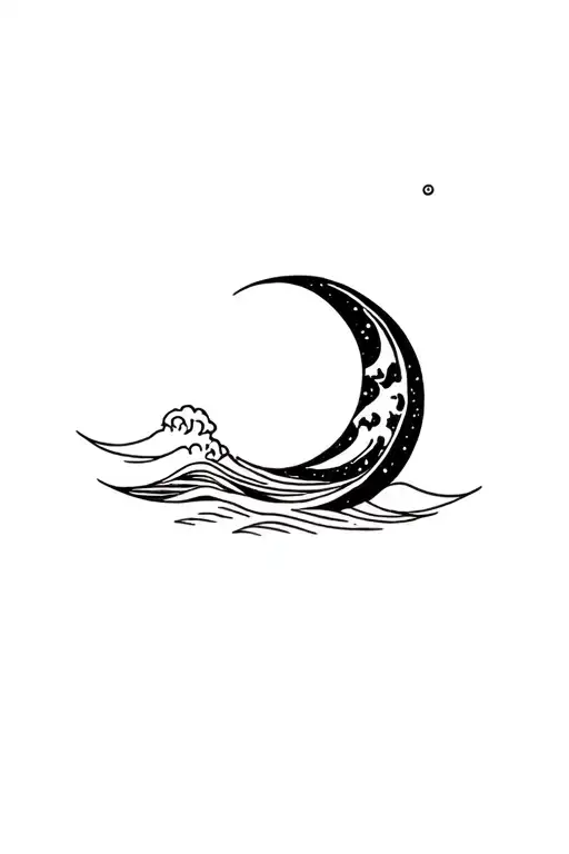 Moon And Ocean Waves