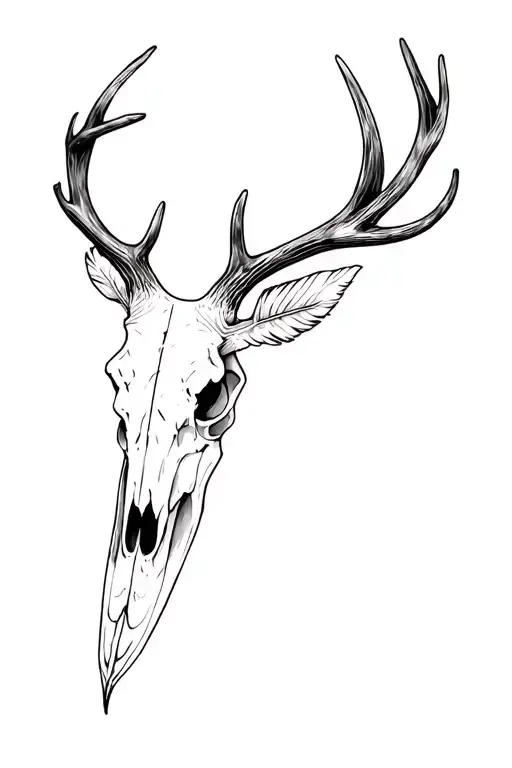 Duck Feather And Deer Skull