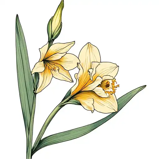 Gladiolus And Narcissus
