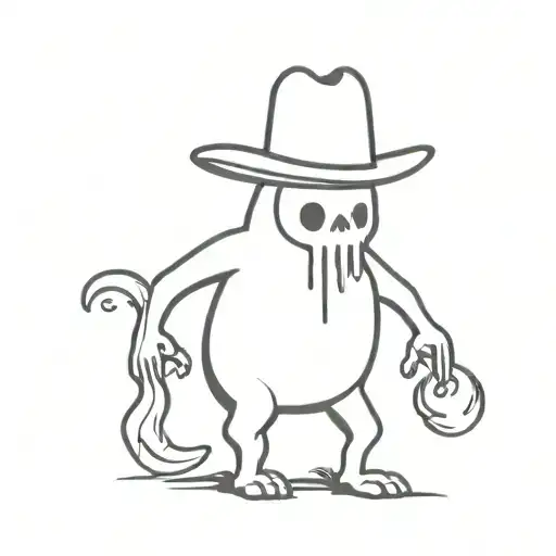 Full Body Ghost Wearing A Cowbot Hat
