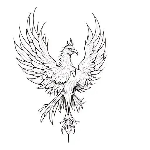Phoenix Tattoo Design Combining Elements