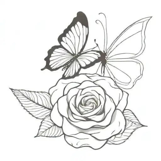 Half Butterfly Half Rose Tattoo Featuring