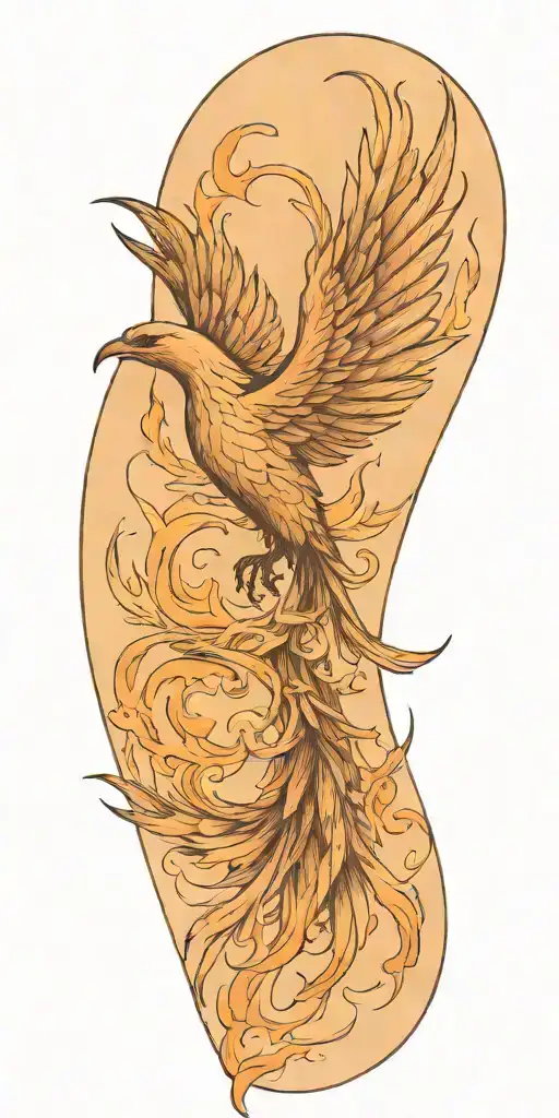 Flaming Phoenix Transforming Into A Dove That Flies Away