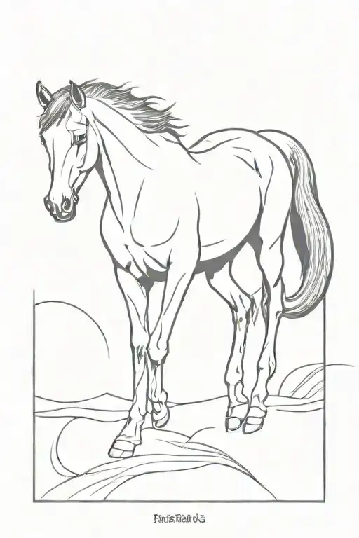 A Minimalist Design Of A Horse Representing Patience And Self Control